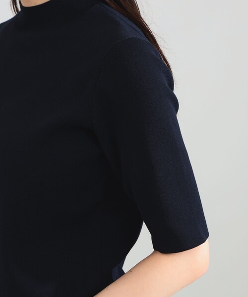 「超美品」デミルクス ビームス シンプルモックネックニット ネイビー シンプル モックネック ニット .M［手洗い可］（ニット/セーター