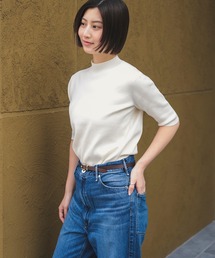 シンプル モックネック ニット .M［手洗い可］
