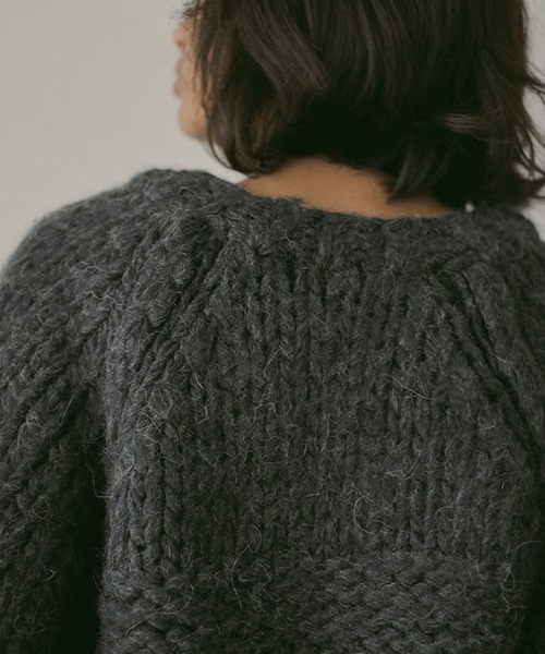 ブラッシュドハーフスリーブハンドニットプルオーバー（ニット