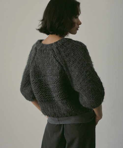 ETRE TOKYO バイカラーダブルニットハーフスリーブプルオーバー ハーフジップハイゲージニットプルオーバー(F BEIGE): トップス