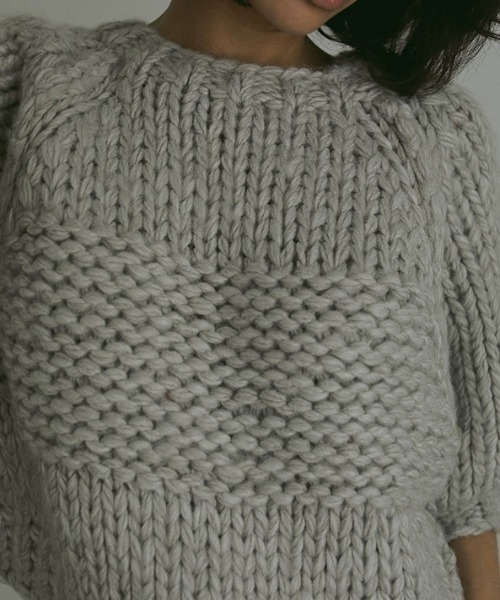 新品ETRETOKYOブラッシュドハーフスリーブハンドニットプルオーバーグレー ブラッシュドハーフスリーブハンドニットプルオーバー（ニット