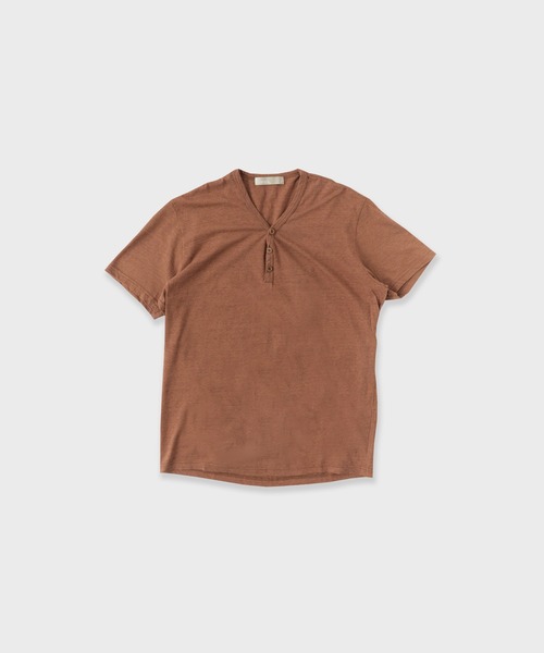 FLISTFIA（フリストフィア）の「FLISTFIA/フリストフィア Henley Neck T-Shirts Tシャツ（Tシャツ/カットソー・メンズ・ピンク/サーモンピンク/ブラウン/ライトブルー/オレンジ・3/2/1）」の2枚目の写真