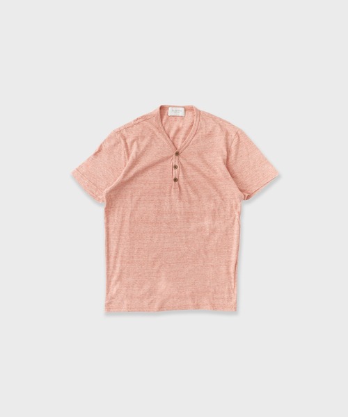 FLISTFIA（フリストフィア）の「FLISTFIA/フリストフィア Henley Neck T-Shirts Tシャツ（Tシャツ/カットソー・メンズ・ピンク/サーモンピンク/ブラウン/ライトブルー/オレンジ・3/2/1）」の4枚目の写真