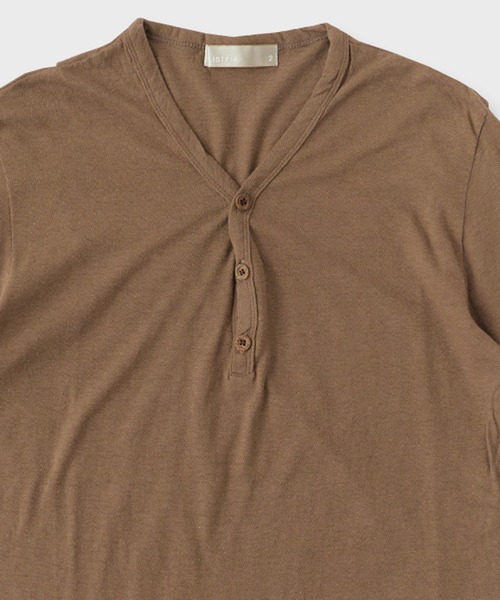 FLISTFIA（フリストフィア）の「FLISTFIA/フリストフィア Henley Neck T-Shirts Tシャツ（Tシャツ/カットソー・メンズ・ピンク/サーモンピンク/ブラウン/ライトブルー/オレンジ・3/2/1）」の6枚目の写真