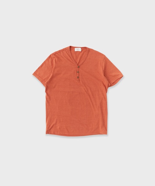 FLISTFIA（フリストフィア）の「FLISTFIA/フリストフィア Henley Neck T-Shirts Tシャツ（Tシャツ/カットソー・メンズ・ピンク/サーモンピンク/ブラウン/ライトブルー/オレンジ・3/2/1）」の11枚目の写真