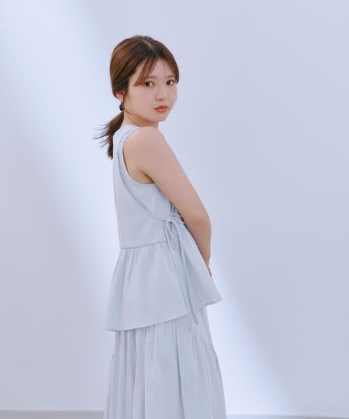 COHINA(コヒナ)の「ローンペプラムブラウス 【低身長・小柄女性】(シャツ/ブラウス・レディース・ホワイト/ブルー・ONE SIZE)」の10枚目の写真