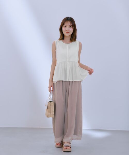 COHINA(コヒナ)の「ローンペプラムブラウス 【低身長・小柄女性】(シャツ/ブラウス・レディース・ホワイト/ブルー・ONE SIZE)」の4枚目の写真