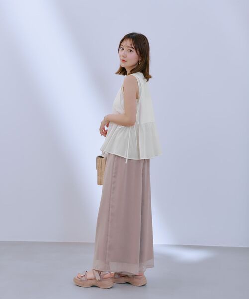 COHINA(コヒナ)の「ローンペプラムブラウス 【低身長・小柄女性】(シャツ/ブラウス・レディース・ホワイト/ブルー・ONE SIZE)」の3枚目の写真