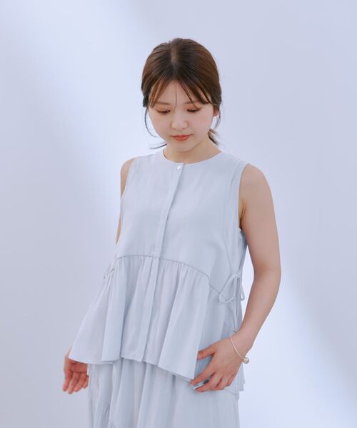 COHINA(コヒナ)の「ローンペプラムブラウス 【低身長・小柄女性】(シャツ/ブラウス・レディース・ホワイト/ブルー・ONE SIZE)」の11枚目の写真