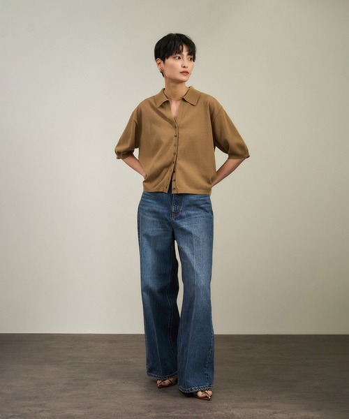 SALON adam et rope'（サロン アダム エ ロペ）の「USAコットンセンタープレスバギーデニム［セットアップ対応］（デニムパンツ・レディース・チャコールグレー/サックスブルー/ブルー系その他6・S/M）」の6枚目の写真