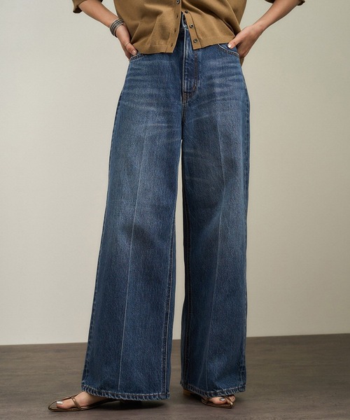 サロンアダムエロペ　USAコットンセンタープレスバギーデニム SALON adam et rope'｜USAコットンセンタープレスバギーデニム