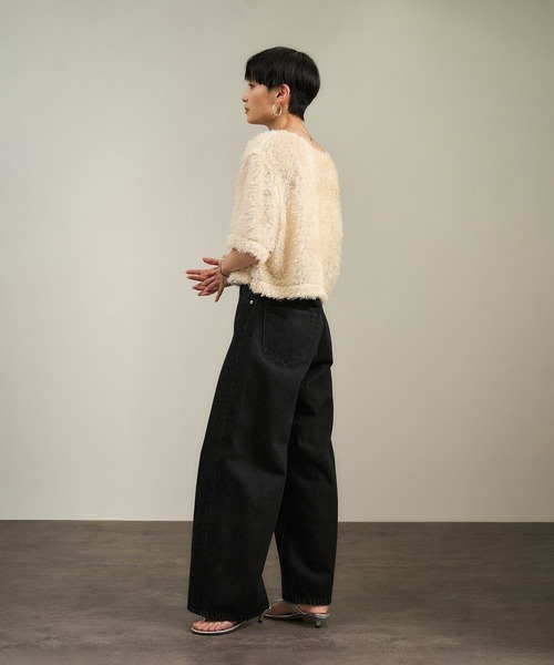 SALON adam et rope'（サロン アダム エ ロペ）の「USAコットンセンタープレスバギーデニム［セットアップ対応］（デニムパンツ・レディース・チャコールグレー/サックスブルー/ブルー系その他6・S/M）」の10枚目の写真