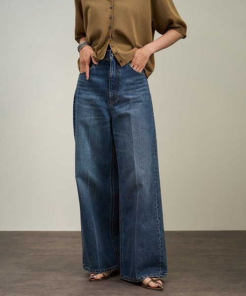 SALON adam et rope'（サロン アダム エ ロペ）の「USAコットンセンタープレスバギーデニム［セットアップ対応］（デニムパンツ・レディース・チャコールグレー/サックスブルー/ブルー系その他6・S/M）」の12枚目の写真