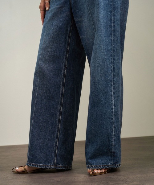 SALON adam et rope'（サロン アダム エ ロペ）の「USAコットンセンタープレスバギーデニム［セットアップ対応］（デニムパンツ・レディース・チャコールグレー/サックスブルー/ブルー系その他6・S/M）」の13枚目の写真