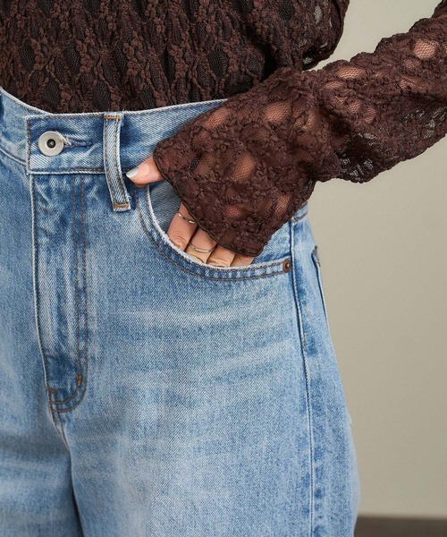 SALON adam et rope'（サロン アダム エ ロペ）の「USAコットンセンタープレスバギーデニム［セットアップ対応］（デニムパンツ・レディース・チャコールグレー/サックスブルー/ブルー系その他6・S/M）」の19枚目の写真