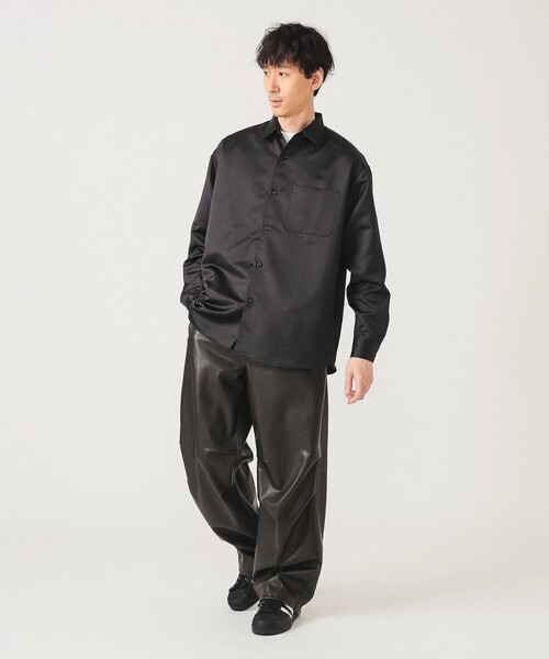 BEAMS（ビームス）の「リラックスフィット レザールック シャツ（シャツ/ブラウス・メンズ・ブラック/ダークブラウン・S/M/L/XL）」の17枚目の写真
