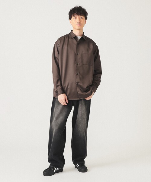 BEAMS（ビームス）の「リラックスフィット レザールック シャツ（シャツ/ブラウス・メンズ・ブラック/ダークブラウン・S/M/L/XL）」の8枚目の写真