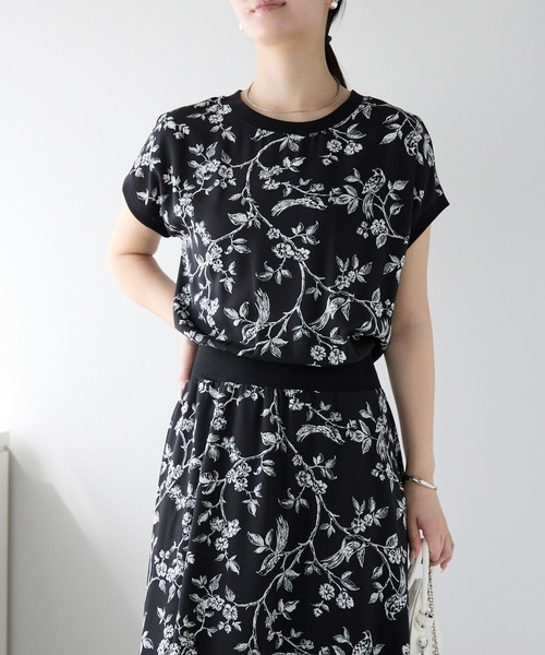 PREFERIR（プレフェリール）の「ボタニカルプリントワンピース/M,Lツーサイズ（ワンピース・レディース・オフホワイト/ブラック・LARGE/MEDIUM）」の17枚目の写真