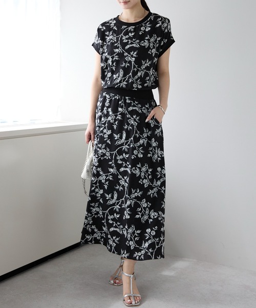 PREFERIR（プレフェリール）の「ボタニカルプリントワンピース/M,Lツーサイズ（ワンピース・レディース・オフホワイト/ブラック・LARGE/MEDIUM）」の14枚目の写真