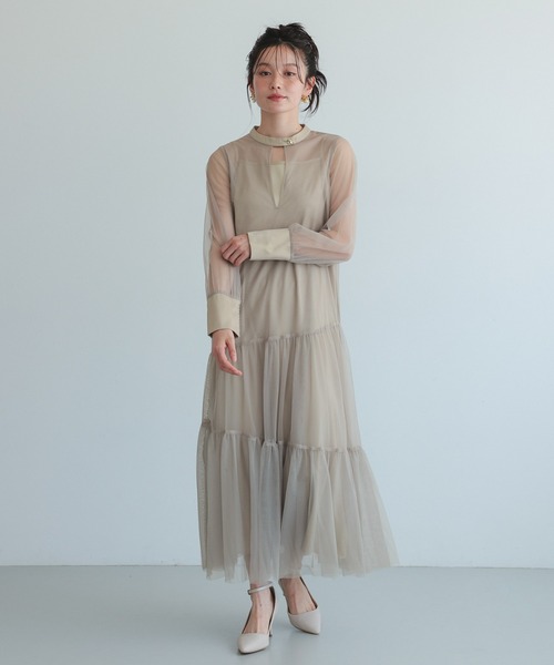 Dorry Doll（ドリードール）の「チュールティアードドレス（ドレス・レディース・ブラック/グレー/チャコール/ベージュ・MEDIUM）」の4枚目の写真