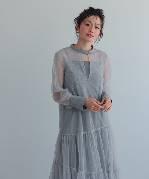 Dorry Doll（ドリードール）の「チュールティアードドレス（ドレス・レディース・ブラック/グレー/チャコール/ベージュ・MEDIUM）」の3枚目の写真