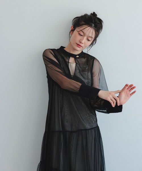 DorryDoll ブラックシースルーロングドレス