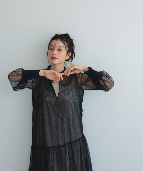 Dorry Doll（ドリードール）の「チュールティアードドレス（ドレス・レディース・ブラック/グレー/チャコール/ベージュ・MEDIUM）」の6枚目の写真