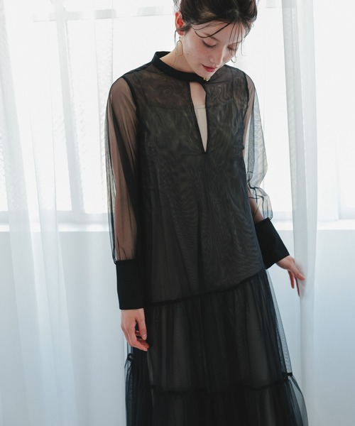 Dorry Doll（ドリードール）の「チュールティアードドレス（ドレス・レディース・ブラック/グレー/チャコール/ベージュ・MEDIUM）」の11枚目の写真