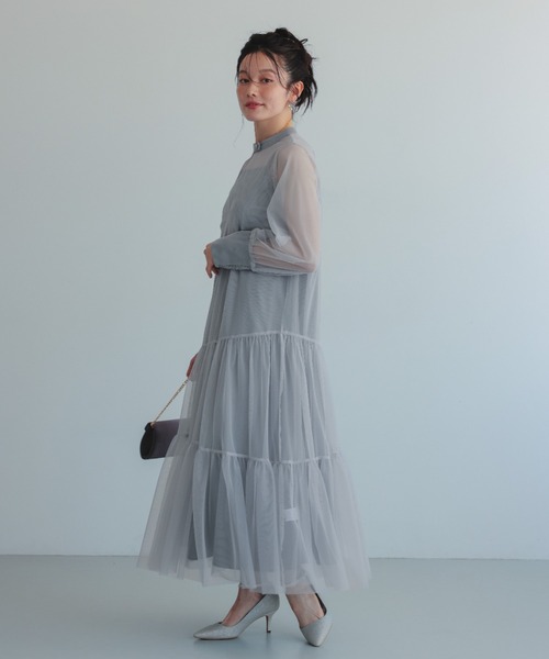 Dorry Doll（ドリードール）の「チュールティアードドレス（ドレス・レディース・ブラック/グレー/チャコール/ベージュ・MEDIUM）」の14枚目の写真