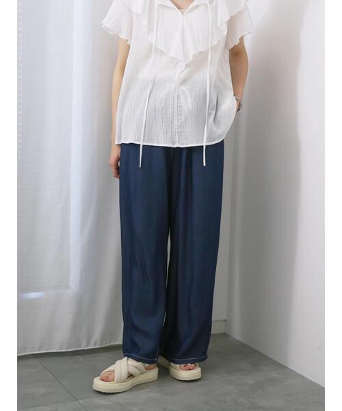 Samansa Mos2 blue（サマンサモスモスブルー）の「【接触冷感】クールデニムイージーパンツ（その他パンツ・レディース・グレー/ブルー/ネイビー・F）」の3枚目の写真