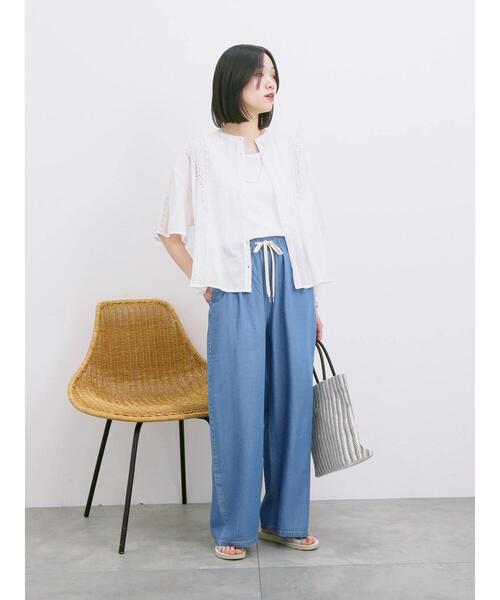 Samansa Mos2 blue（サマンサモスモスブルー）の「【接触冷感】クールデニムイージーパンツ（その他パンツ・レディース・グレー/ブルー/ネイビー・F）」の18枚目の写真