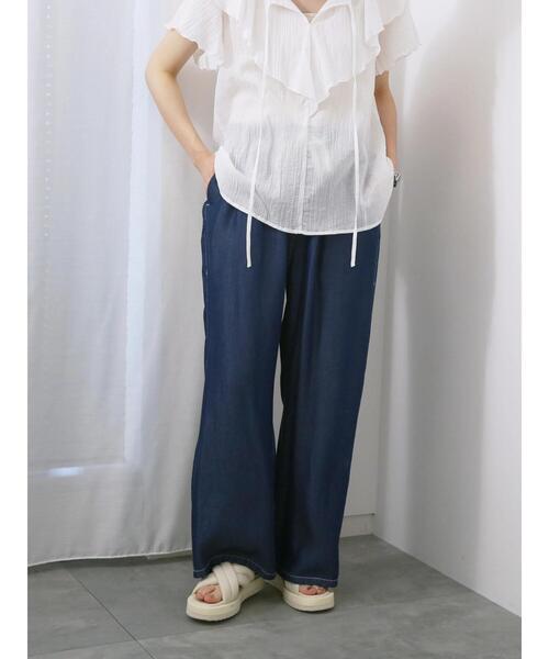 Samansa Mos2 blue（サマンサモスモスブルー）の「【接触冷感】クールデニムイージーパンツ（その他パンツ・レディース・グレー/ブルー/ネイビー・F）」の20枚目の写真
