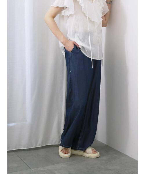 Samansa Mos2 blue（サマンサモスモスブルー）の「【接触冷感】クールデニムイージーパンツ（その他パンツ・レディース・グレー/ブルー/ネイビー・F）」の21枚目の写真