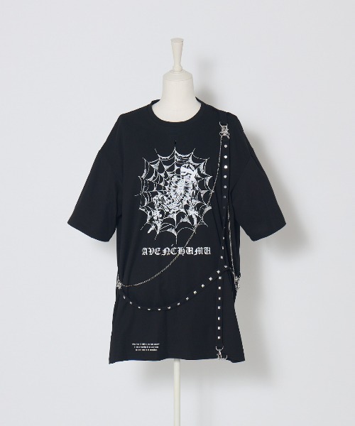 AVENCHUMU(アバンチュウム)の「Skull illustration print studded cross t-shirt(Tシャツ/カットソー・レディース・グレー/ブラック/ピンク・FREE)」の10枚目の写真
