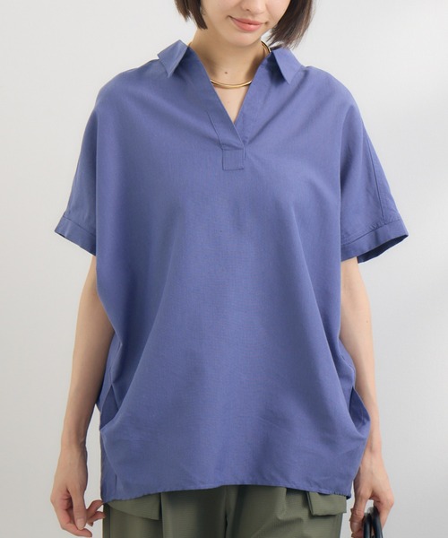 ブラウス シャツ 「PILLINI/ピリーニ」「吸水速乾/UVカット/抗菌防臭/洗濯機洗い可」らくケアリネン混シャツ レディース PILLINI/ピリーニ】【吸水速乾/UVカット/抗菌防臭/洗濯機洗い可