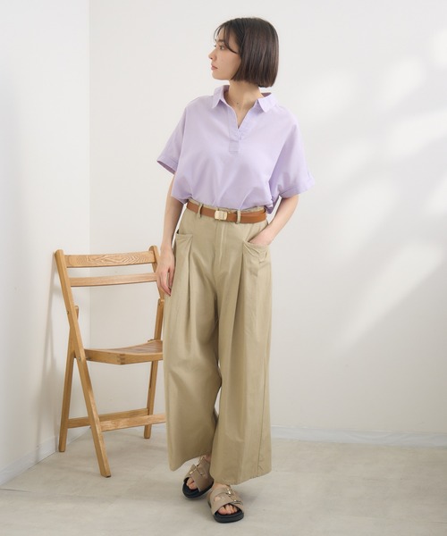 KATHARINE ROSS（キャサリンロス）の「【PILLINI/ピリーニ】【吸水速乾/UVカット/抗菌防臭/洗濯機洗い可】らくケアリネン混シャツ（シャツ/ブラウス・レディース・ネイビー/ラベンダー/ブルーグレー/オフホワイト・MEDIUM）」の7枚目の写真