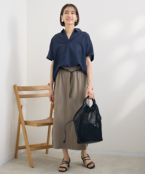 KATHARINE ROSS（キャサリンロス）の「【PILLINI/ピリーニ】【吸水速乾/UVカット/抗菌防臭/洗濯機洗い可】らくケアリネン混シャツ（シャツ/ブラウス・レディース・ネイビー/ラベンダー/ブルーグレー/オフホワイト・MEDIUM）」の12枚目の写真