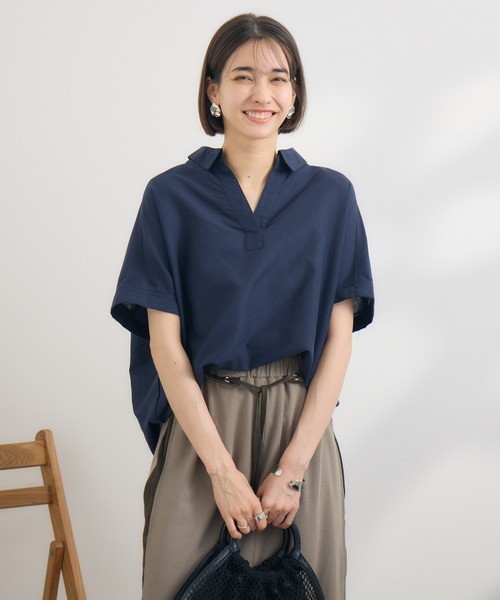 ブラウス シャツ 「PILLINI/ピリーニ」「吸水速乾/UVカット/抗菌防臭/洗濯機洗い可」らくケアリネン混シャツ レディース PILLINI/ピリーニ】【吸水速乾/UVカット/抗菌防臭/洗濯機洗い可