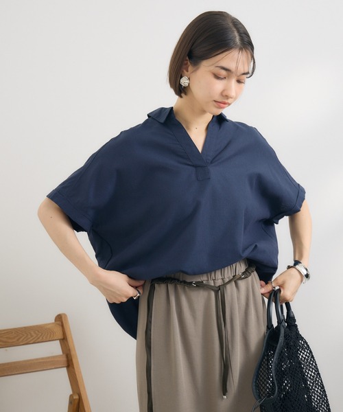 KATHARINE ROSS（キャサリンロス）の「【PILLINI/ピリーニ】【吸水速乾/UVカット/抗菌防臭/洗濯機洗い可】らくケアリネン混シャツ（シャツ/ブラウス・レディース・ネイビー/ラベンダー/ブルーグレー/オフホワイト・MEDIUM）」の16枚目の写真