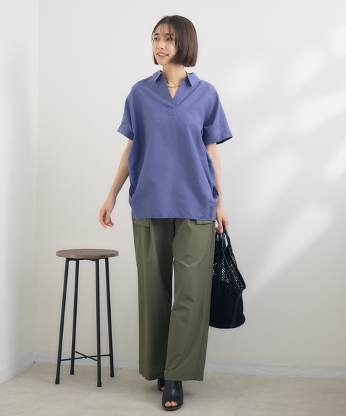 KATHARINE ROSS（キャサリンロス）の「【PILLINI/ピリーニ】【吸水速乾/UVカット/抗菌防臭/洗濯機洗い可】らくケアリネン混シャツ（シャツ/ブラウス・レディース・ネイビー/ラベンダー/ブルーグレー/オフホワイト・MEDIUM）」の19枚目の写真