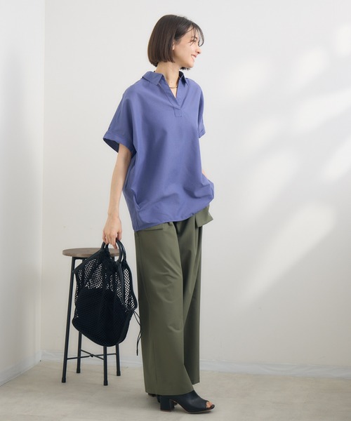 KATHARINE ROSS（キャサリンロス）の「【PILLINI/ピリーニ】【吸水速乾/UVカット/抗菌防臭/洗濯機洗い可】らくケアリネン混シャツ（シャツ/ブラウス・レディース・ネイビー/ラベンダー/ブルーグレー/オフホワイト・MEDIUM）」の20枚目の写真