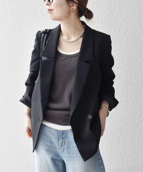 SHIPS any:ダブルクロス セミダブル ジャケット[NAVY BLUE] SHIPS any:〈洗濯機可能〉ダブルクロス セミダブル ジャケット［NAVY