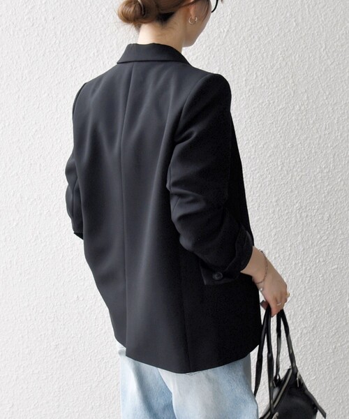 SHIPS any:〈洗濯機可能〉ダブルクロス セミダブル ジャケット［NAVY