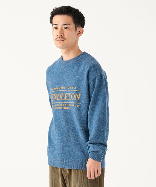 PENDLETON（ペンドルトン）の「【別注】PENDLETON / ロゴ クルーネック ニット（ユニセックス）（ニット/セーター・メンズ・ブラック/ベージュ/ネイビー・S/M/L/XL）」の22枚目の写真