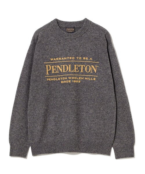 PENDLETON（ペンドルトン）の「【別注】PENDLETON / ロゴ クルーネック ニット（ユニセックス）（ニット/セーター・メンズ・ブラック/ベージュ/ネイビー・S/M/L/XL）」の9枚目の写真