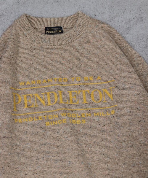 PENDLETON（ペンドルトン）の「【別注】PENDLETON / ロゴ クルーネック ニット（ユニセックス）（ニット/セーター・メンズ・ブラック/ベージュ/ネイビー・S/M/L/XL）」の2枚目の写真