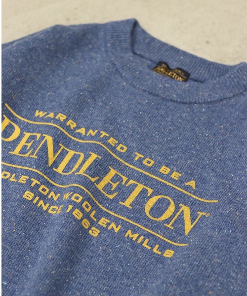 PENDLETON（ペンドルトン）の「【別注】PENDLETON / ロゴ クルーネック ニット（ユニセックス）（ニット/セーター・メンズ・ブラック/ベージュ/ネイビー・S/M/L/XL）」の3枚目の写真