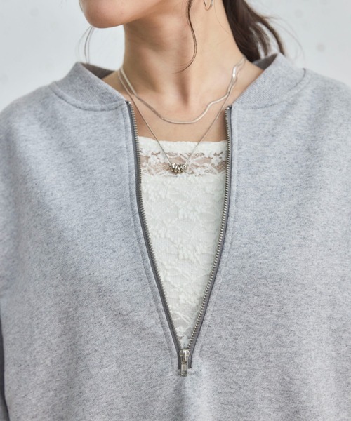 Doux archives（ドゥアルシーヴ）の「ストレッチレーストップス（Tシャツ/カットソー・レディース・オフホワイト/ブラック・FREE）」の2枚目の写真