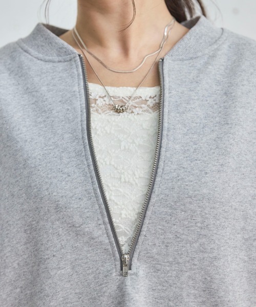 Doux archives（ドゥアルシーヴ）の「ストレッチレーストップス（Tシャツ/カットソー・レディース・オフホワイト/ブラック・FREE）」の12枚目の写真