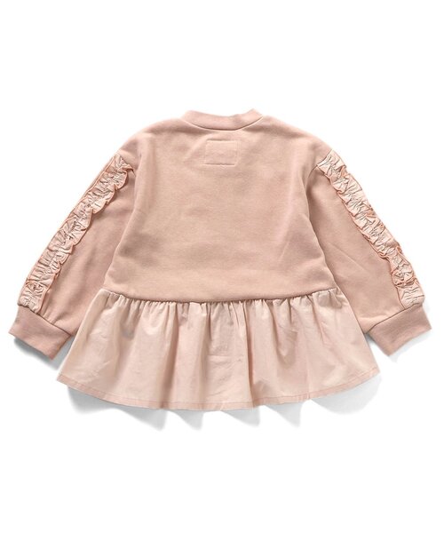 Seraph（セラフ）の「【ジュニア対応】トップスとしても使える袖フリルブルゾン（カーディガン/ボレロ・キッズ・ピンク/アイボリー/ライトインディゴブルー・80/90/100/110/120/130/140）」の7枚目の写真